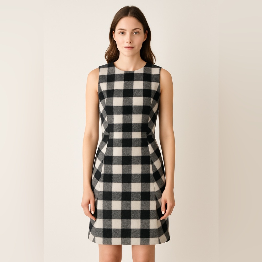 Brooks Brothers Black & White Plaid Wool Dress size 6
